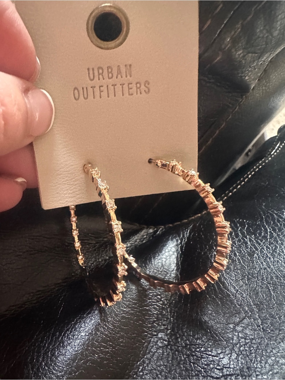 Urban Outfitters Rose Gold Crystal Hoop Earrings NWT